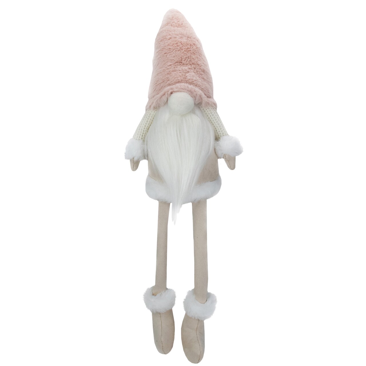 Northlight Sitting Christmas Gnome with Dangling Legs - 24" - Cream and Pink